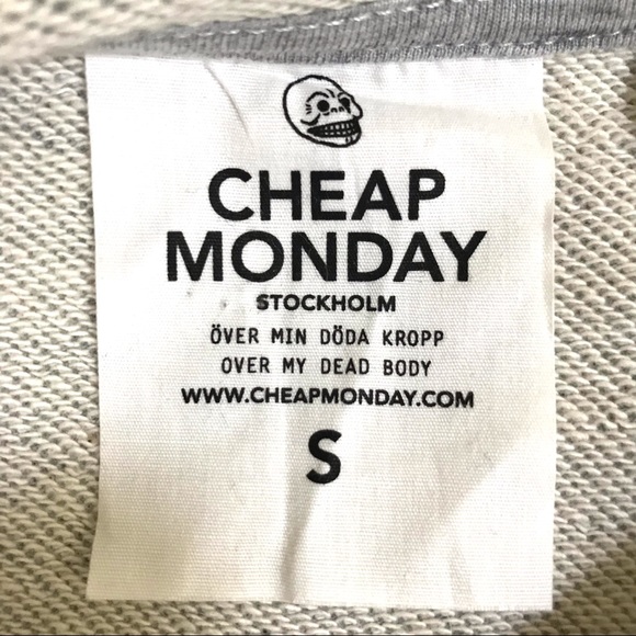 Cheap Monday Curie Sweat Pullover Gray Tie Front - Picture 2 of 9